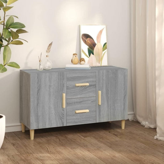 Credence fixation murale en bois ingenierie marron, a 2 portes 2 tiroirs