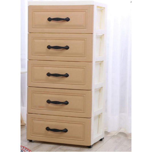 Meuble de rangement beige, structure robuste