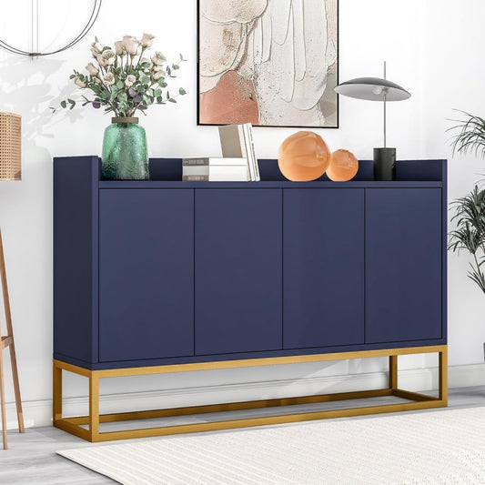 Buffet en verre, gris, contemporain (120 x 30 x 80 cm)