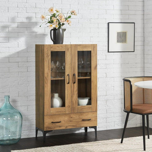 Armoire vitree gris clair 70 cm a 2 portes bois ingenierie