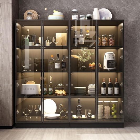 Rangement optimise, credence bordeaux en panneau de particules 4 portes