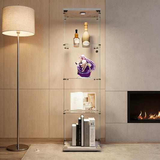 Marron armoire vitree en bois, 1 porte et espace de rangement