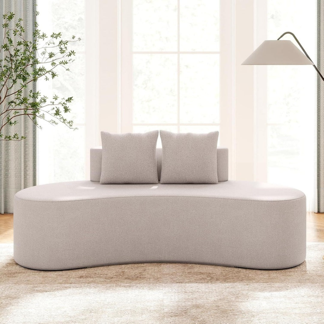 Contemporain, Compact canape convertible gris clair en tissu style rustique