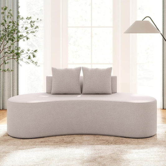 Contemporain, Compact canape convertible gris clair en tissu style rustique