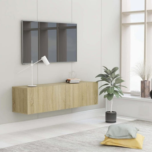 Meuble TV 120 cm de large en bois gris clair
