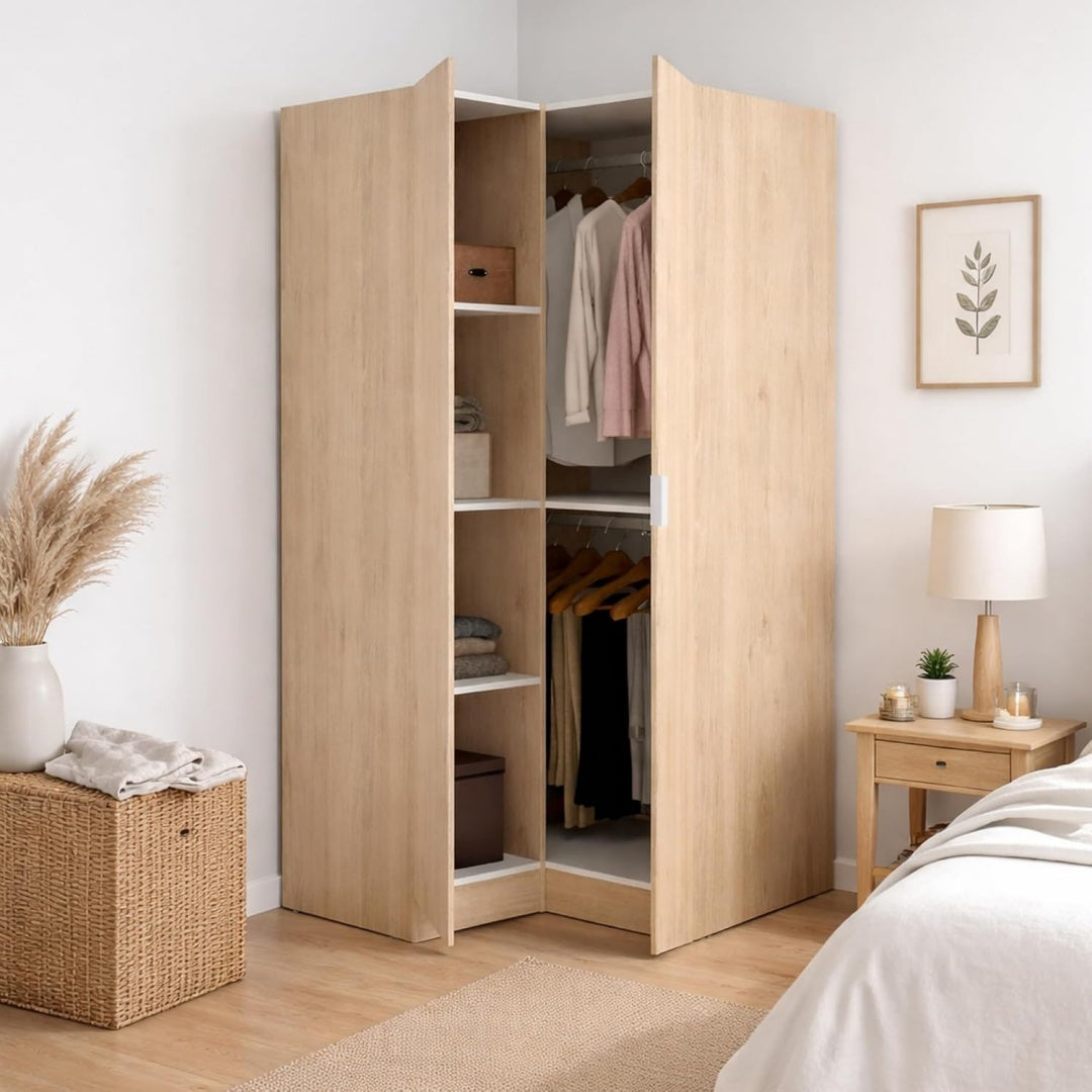 Armoire gris clair en chene de qualite
