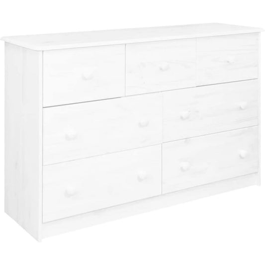 Buffet avec 7 tiroirs gris clair en bois massif