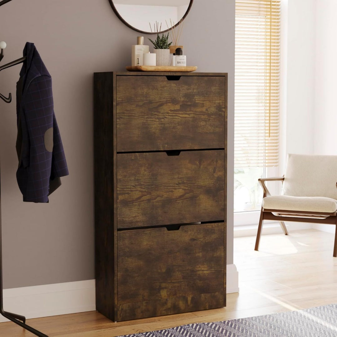 Armoire a chaussures de style contemporain marron 115 x 24 x 60 cm