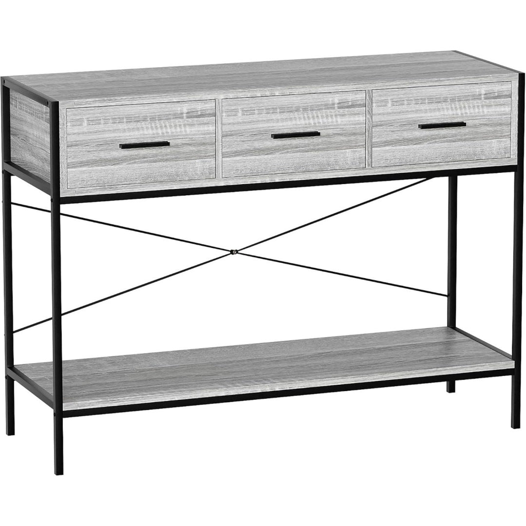 Style industriel, console gris, bois
