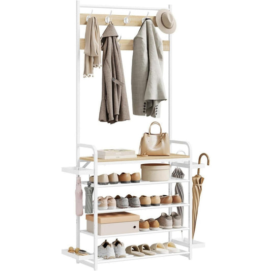 Portemanteau gris clair bois style industriel