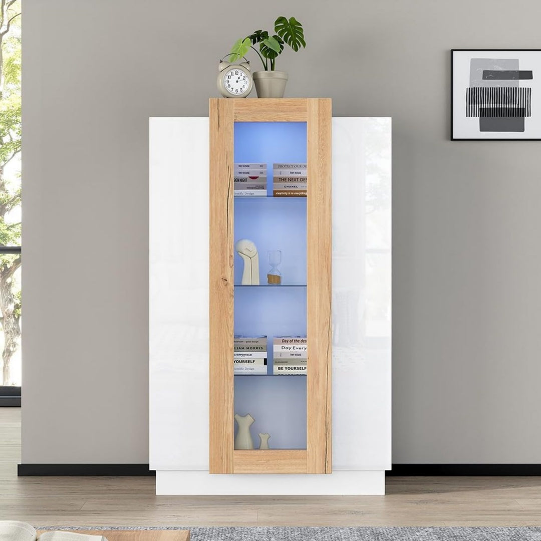 Grise vitrine en verre avec portes vitrees