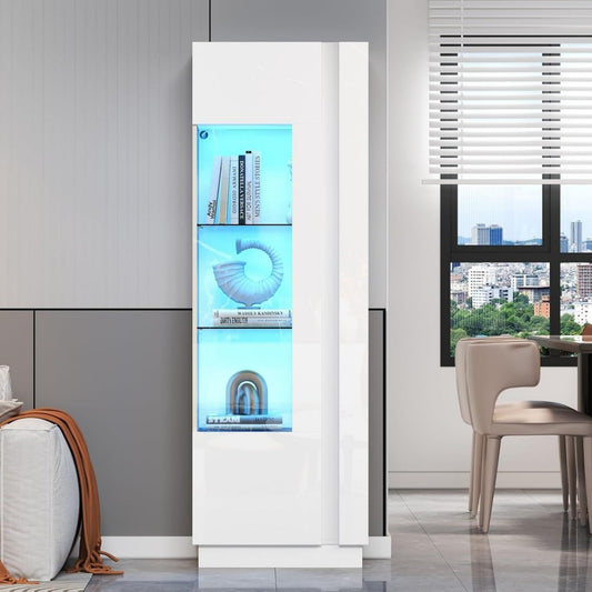 Vitrine gris clair (40 x 70 x 173 cm), une porte