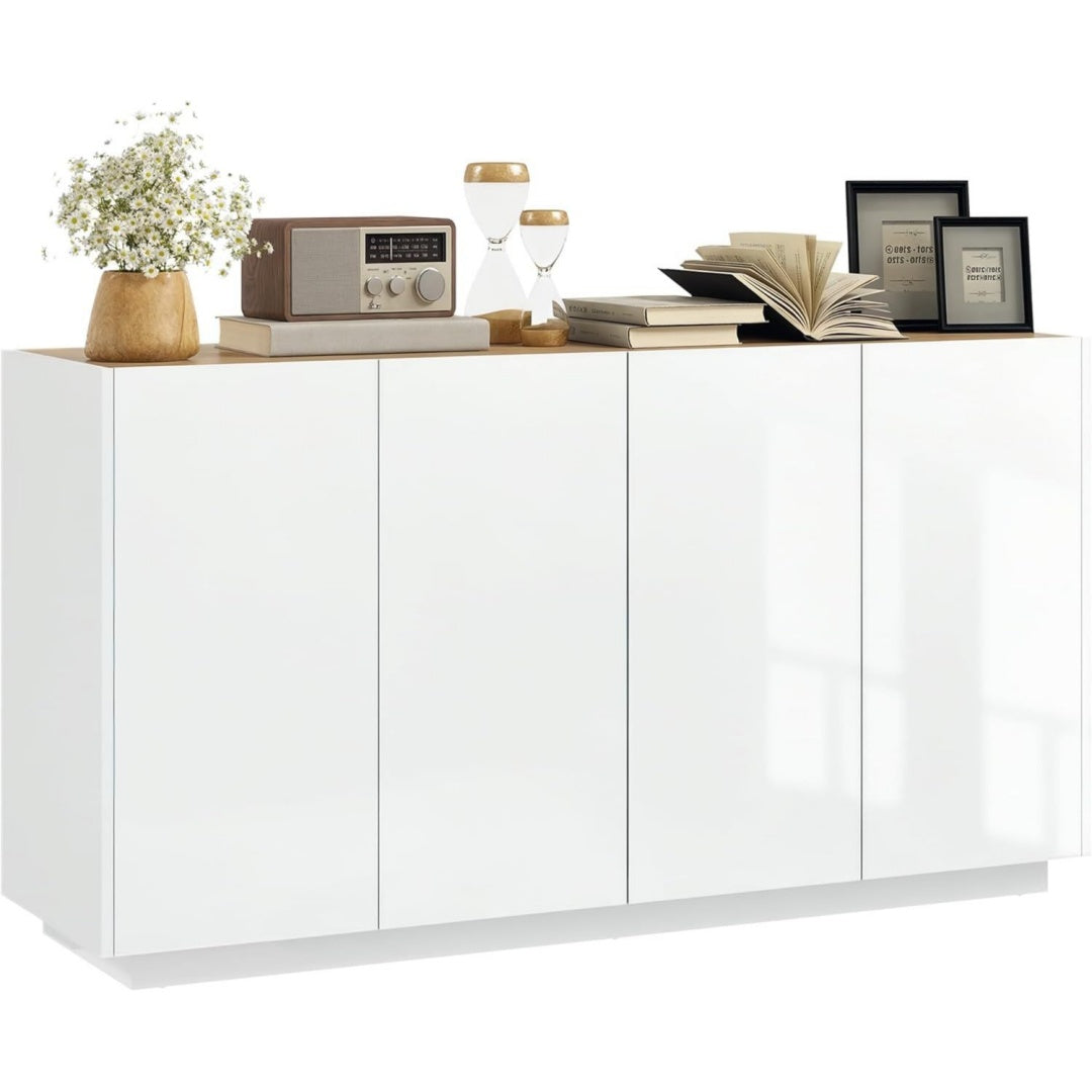 Credence gris clair 3 etageres style contemporain en bois ingenierie