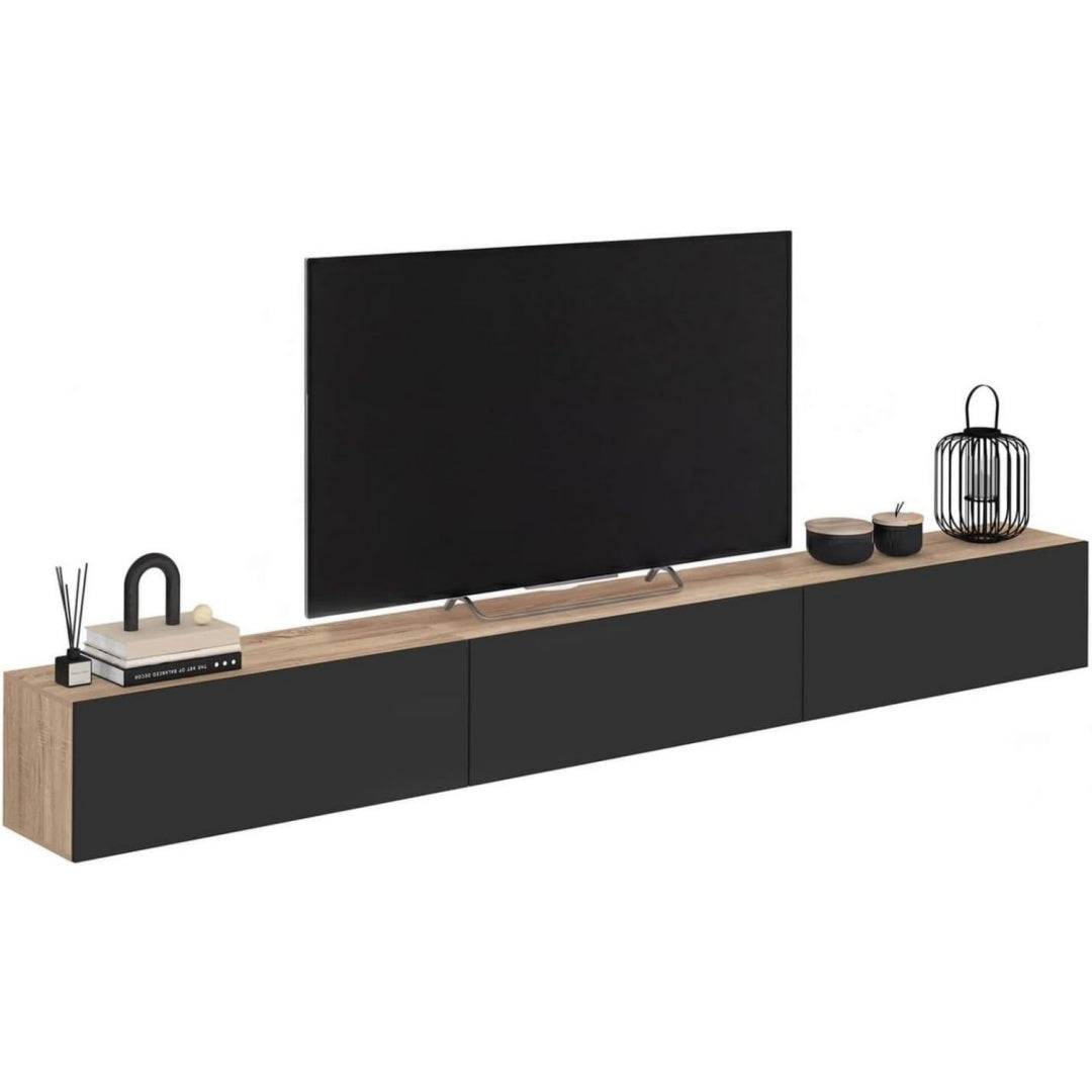Noir banc TV, bois allure contemporaine 300 x 30 x 30